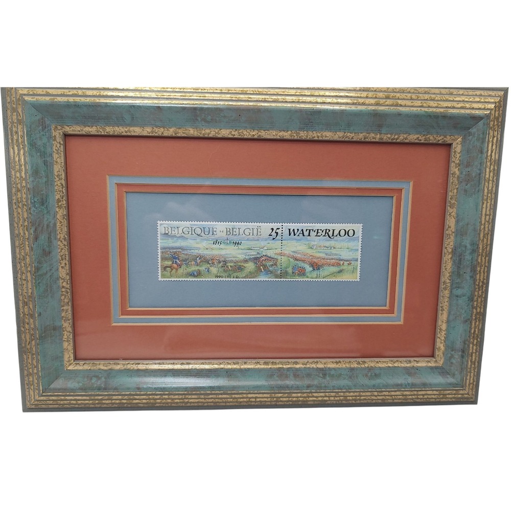 Framed Matted Battle‎ of Waterloo Stamps 175th Anniversary 1990 Marshal Ney SEE